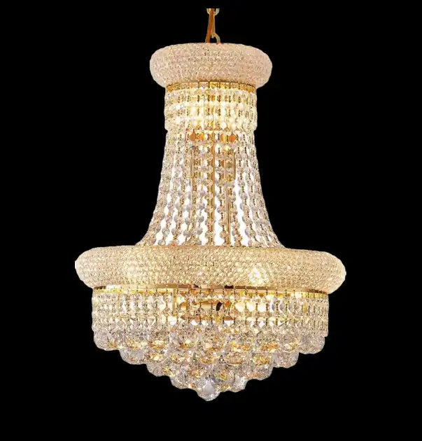 Glistening Gold crystal chandelier available for Orlando events