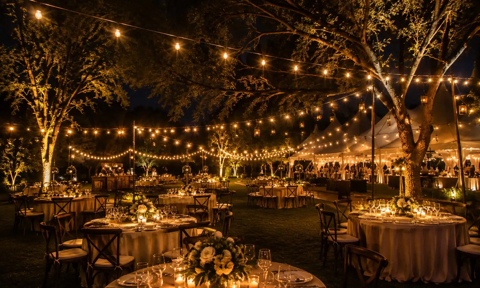 Bistro string lighting for an outdoor Orlando event