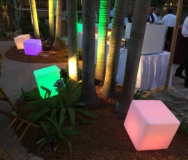 Illuminated AURA LED cube for event lighting and decor in Orlando