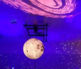Decorative GOBO pattern projected across an event venue ceiling