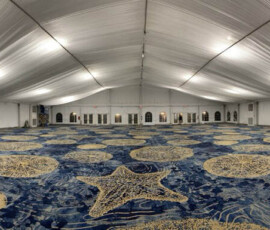 Ballroom prepared for professional event lighting in Orlando, Florida