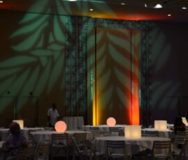 Ballroom prepared for professional event lighting in Orlando, Florida